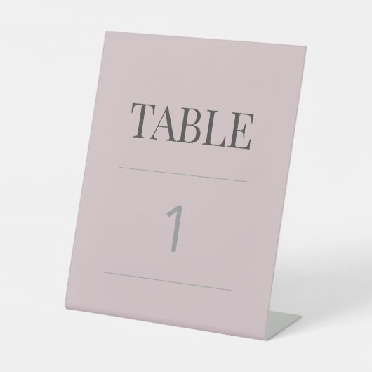 Minimalist Wedding Table Number Dusky Rose 台座サイン (正面)