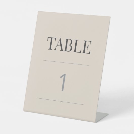 Minimalist Wedding Table Number Soft Latte 台座サイン (正面)