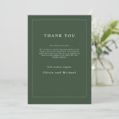 Minimalist Wedding Thank You Card Dark Green Chic サンキューカード (スタンド正面)