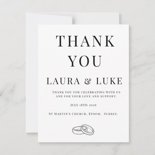 Minimalist Wedding Thank You Card | Editable サンキューカード (正面)
