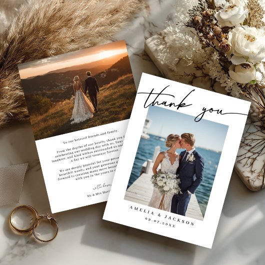 Minimalist Wedding Thank You Card – Photo Template サンキューカード