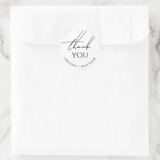 Minimalist Wedding Thank You | Modern Script ラウンドシール (バッグ)