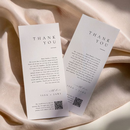 Minimalist Wedding Thank You Note with QR Code メニュー