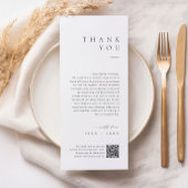 Minimalist Wedding Thank You Note with QR Code メニュー