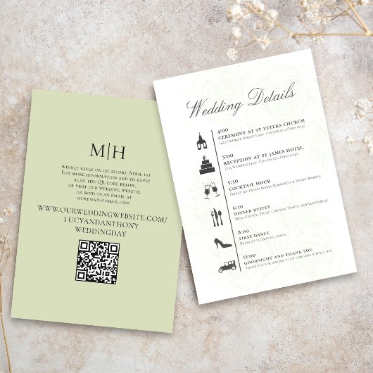 Minimalist Wedding Timeline QR Code Details Card エンクロージャーカード