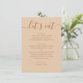 Minimalist Wedding | Warm Peach Sand Modern Dinner メニュー (スタンド正面)