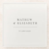 Minimalist Wedding | Warm White ガラスコースター (正面)
