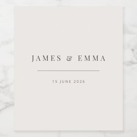 Minimalist Wedding | Warm White ワインラベル (シングルラベル)
