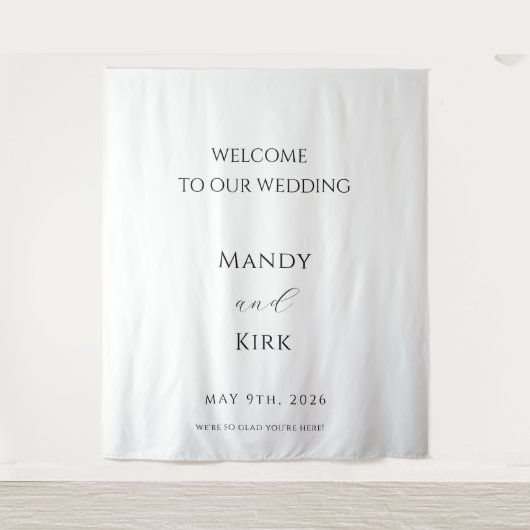 Minimalist Wedding Welcome Sign Backdrop Banner タペストリー (正面)