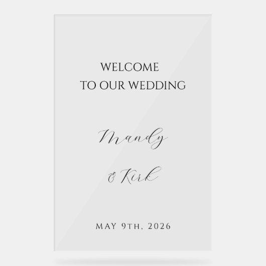 Minimalist Wedding Welcome Sign | Custom Modern  アクリルサイン (正面)