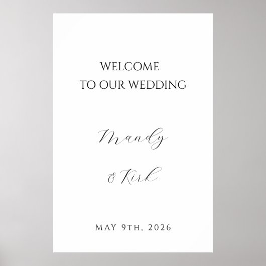 Minimalist Wedding Welcome Sign | Custom Modern ポスター (正面)