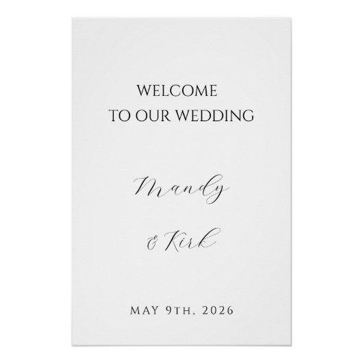 Minimalist Wedding Welcome Sign | Custom Modern ポスター (正面)