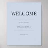Minimalist Wedding Welcome Sign | Dusky Blue ポスター (正面)