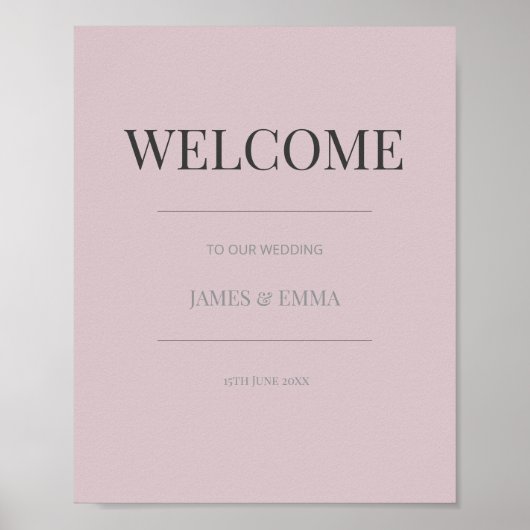 Minimalist Wedding Welcome Sign Dusky Rose  ポスター (正面)