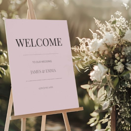 Minimalist Wedding Welcome Sign Dusky Rose ポスター