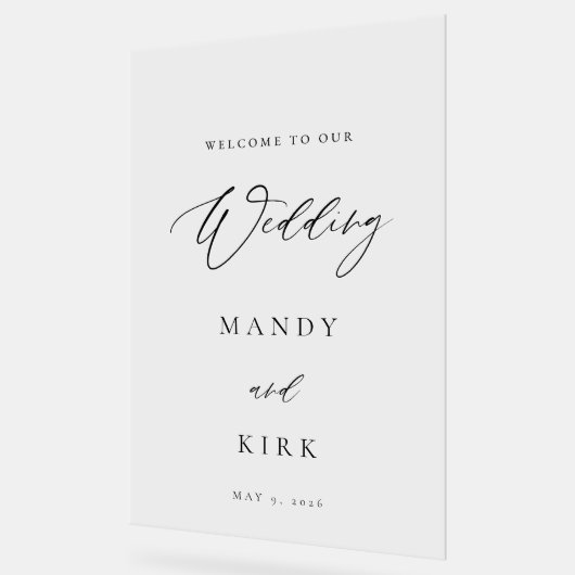 Minimalist Wedding Welcome Sign Elegant Script  アクリルサイン (傾斜)