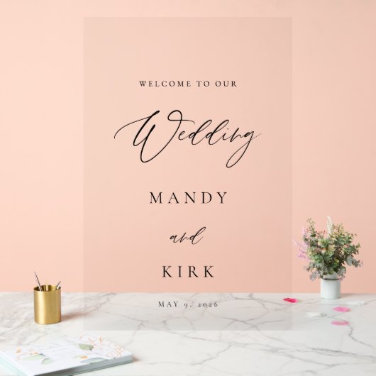 Minimalist Wedding Welcome Sign Elegant Script  アクリルサイン (ウェディング)
