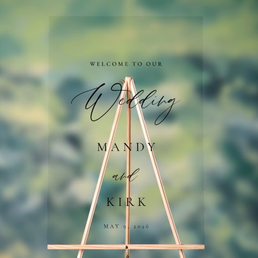 Minimalist Wedding Welcome Sign Elegant Script  アクリルサイン (ニュートラル)