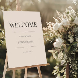 Minimalist Wedding Welcome Sign Soft Latte ポスター