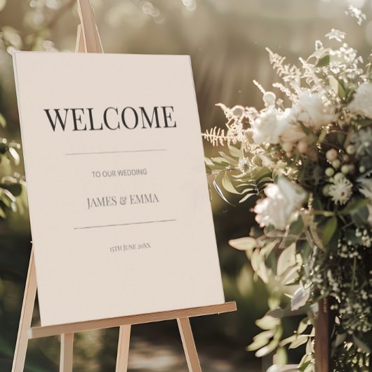 Minimalist Wedding Welcome Sign Soft Latte ポスター