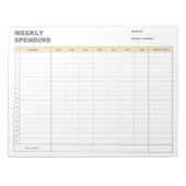 Minimalist Weekly Spending Tracker ノートパッド (正面)