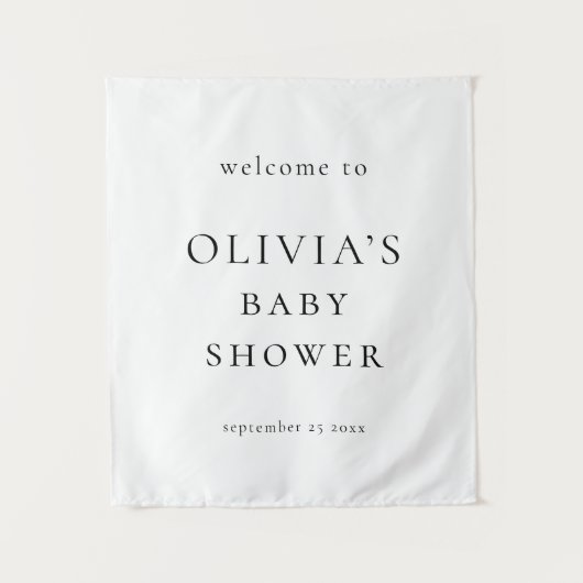 Minimalist Welcome to Baby Shower Fabric Sign タペストリー (正面)