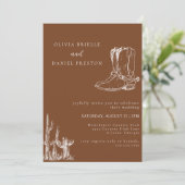 Minimalist Western Boots Country  Photo Wedding 招待状 (スタンド正面)