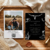 Minimalist Western Rustic Photo Qr Code Wedding 招待状