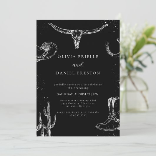 Minimalist Western Rustic Photo Qr Code Wedding 招待状 (スタンド正面)