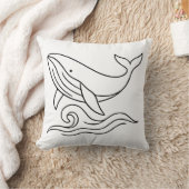 Minimalist Whale Line Art – Ocean Animal  クッション (ブランケット)