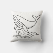 Minimalist Whale Line Art – Ocean Animal  クッション (裏面)