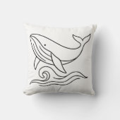 Minimalist Whale Line Art – Ocean Animal  クッション (正面)