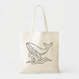 Minimalist Whale Line Art – Ocean Animal  トートバッグ