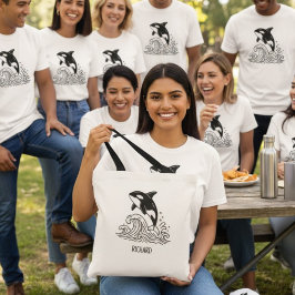 Minimalist Whale Tote Bag for Family Reunions トートバッグ