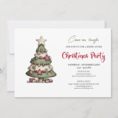 Minimalist Whimsical Christmas Tree Party Design 招待状 (正面)