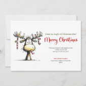 Minimalist Whimsical Reindeer Greeting Card シーズンカード (正面)