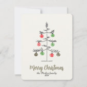 Minimalist Whimsical Sketch Christmas Tree  シーズンカード (正面)