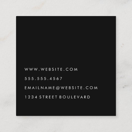 Minimalist White and Black スクエア名刺 (裏面)
