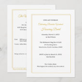 Minimalist White and Gold Bachelor Weekend 招待状 (正面/裏面)