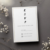 Minimalist white and gold typography RSVP 招待状