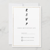 Minimalist white and gold typography RSVP 招待状 (正面)