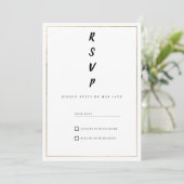 Minimalist white and gold typography RSVP 招待状 (スタンド正面)