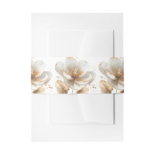 Minimalist White and Gold Wedding  招待状ベリーバンド (正面例)