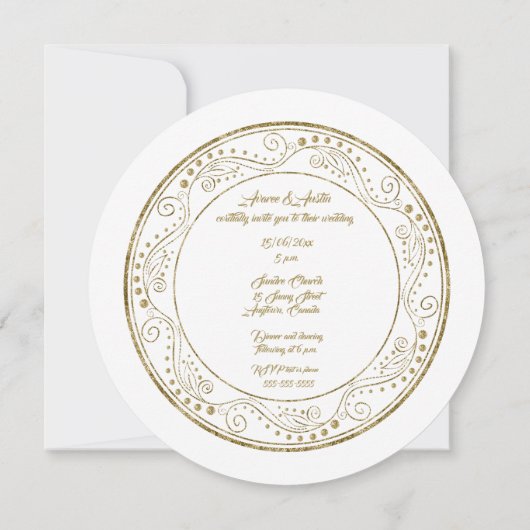 Minimalist White and Gold Wedding Invitation 招待状 (裏面)