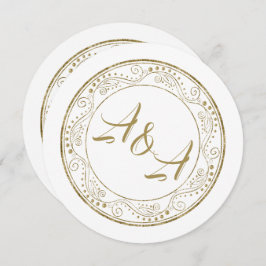 Minimalist White and Gold Wedding Invitation 招待状