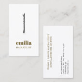 Minimalist White Antique Gold Black Hair Pin Salon 名刺 (正面/裏面)