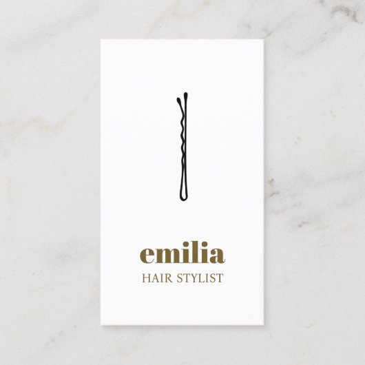 Minimalist White Antique Gold Black Hair Pin Salon 名刺 (正面)