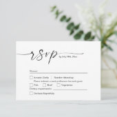 Minimalist White & Black Wedding RSVP Card セーブザデート (スタンド正面)
