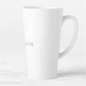Minimalist White Blue Plain Elegant Modern Name カフェラテマグ (右)