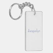 Minimalist White Blue Plain Elegant Modern Name キーホルダー (正面左)